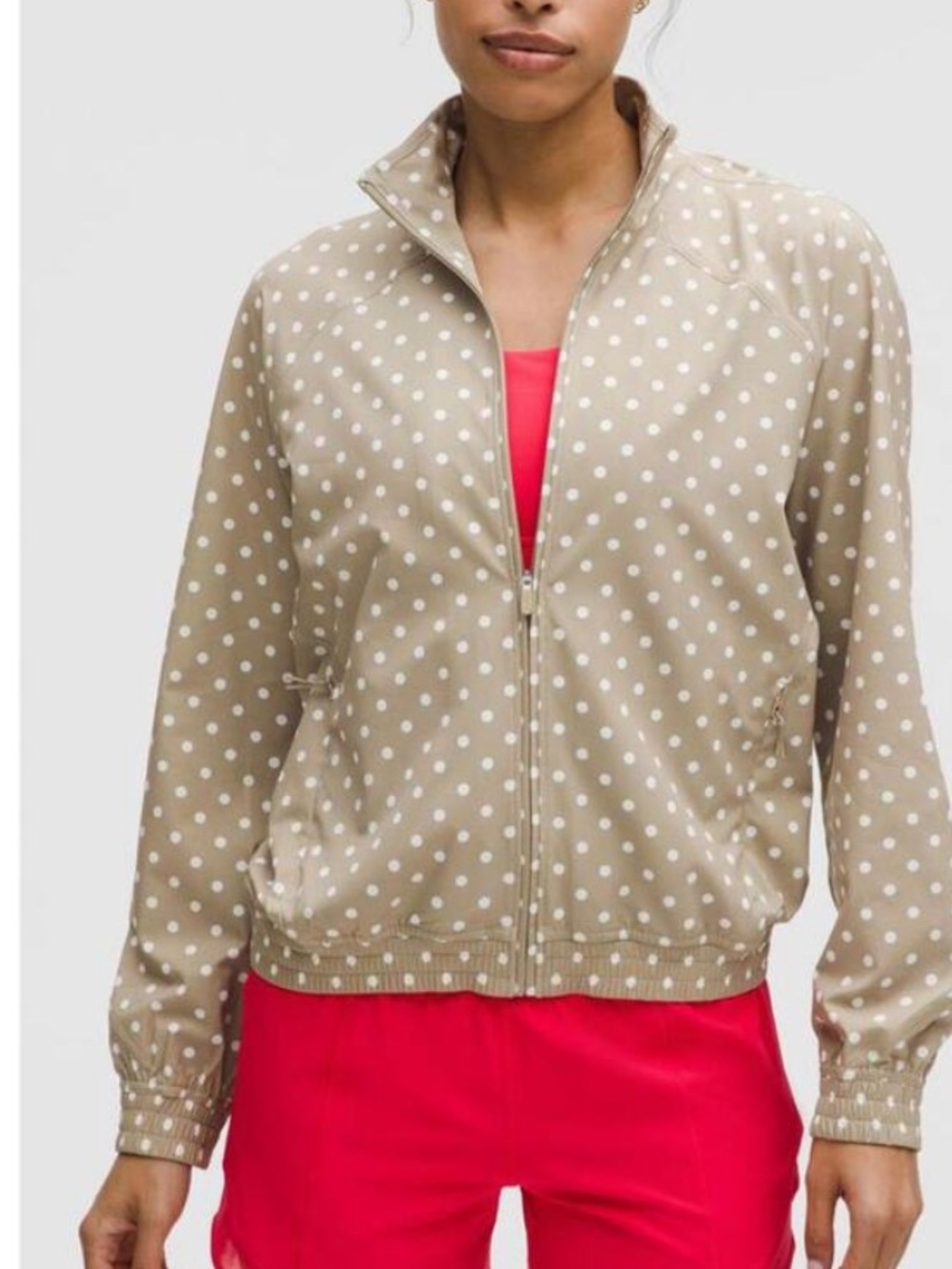 Lululemon Adapted State Track Jacket Polka Dot Relaxed Fit Lightweight Size 14